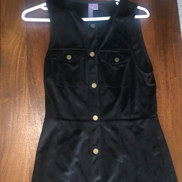NWOT Never Worn Black Faux Suede Button Up Dress - Picture 2 of 6